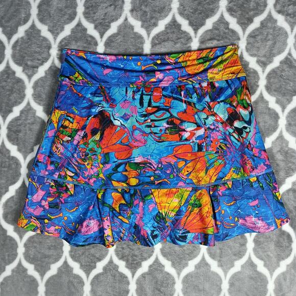 Dona Jo Skort Womens Large Blue Multicolor Athletic Tennis Skort Shorts Pocket - Picture 3 of 9